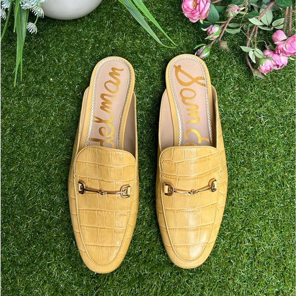 Sam Edelman Linnie embellished croc-effect leather slippers size 9.5 Desert Sun - Picture 14 of 15